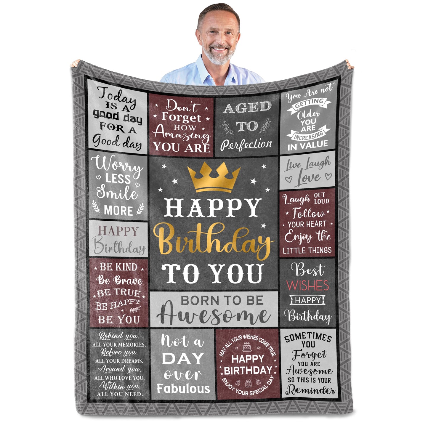 Fouca Birthday Gifts for Men/Dad/Boyfriend/Him, Dad/Husband Birthday Gifts Throw Blanket 60" X 50", Mens Birthday Gifts Ideas, Men Gifts for Birthday, Gifts for Dads Birthday