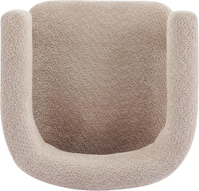 Christopher Knight Home Carly Low Profile Accent Chair, Round Backrest Side Chair, Living Room Armchair with Boucle Fabric Cushion, Comfy Reading Chair for Bedroom, Wooden Single Lounge Sofa, Wheat