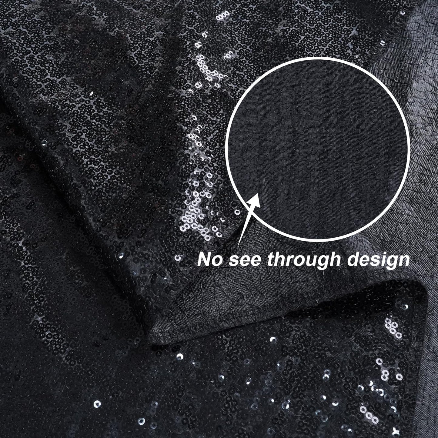 Juya Delight Black Sequin Backdrop, 6Ftx8Ft No See-Through Photobooth Backdrop Curtains For Birthday, Party, Wedding Decoration