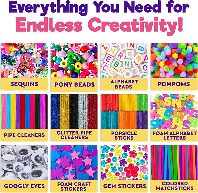 Blue Squid Arts & Crafts Box (Blue)- 2800+ pcs Deluxe Craft Supplies Box with Face Painting Kit for Kids – 18 Colors Kids Face Paint Kit Palette with Stencils & Guided Tutorial