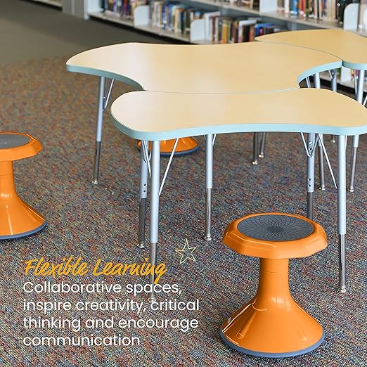ECR4Kids ACE Active Core Engagement Wobble Stool, 15-Inch Seat Height, Flexible Seating, Orange