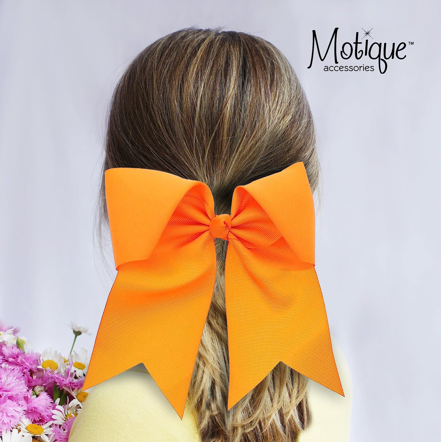 Orange Jumbo Bow Pony with Tails