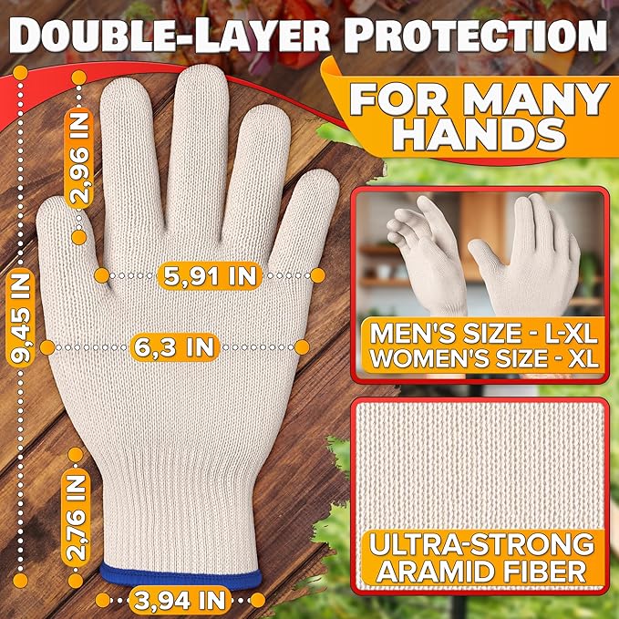 Heat-Resistant Cooking Gloves for Indoor and Outdoor Use - Gloves for Cooking, Baking, Pot-Holding, Smoker Grill Handling, and So On – Kitchen Gloves with 896 Degree Resistance, White, 10215