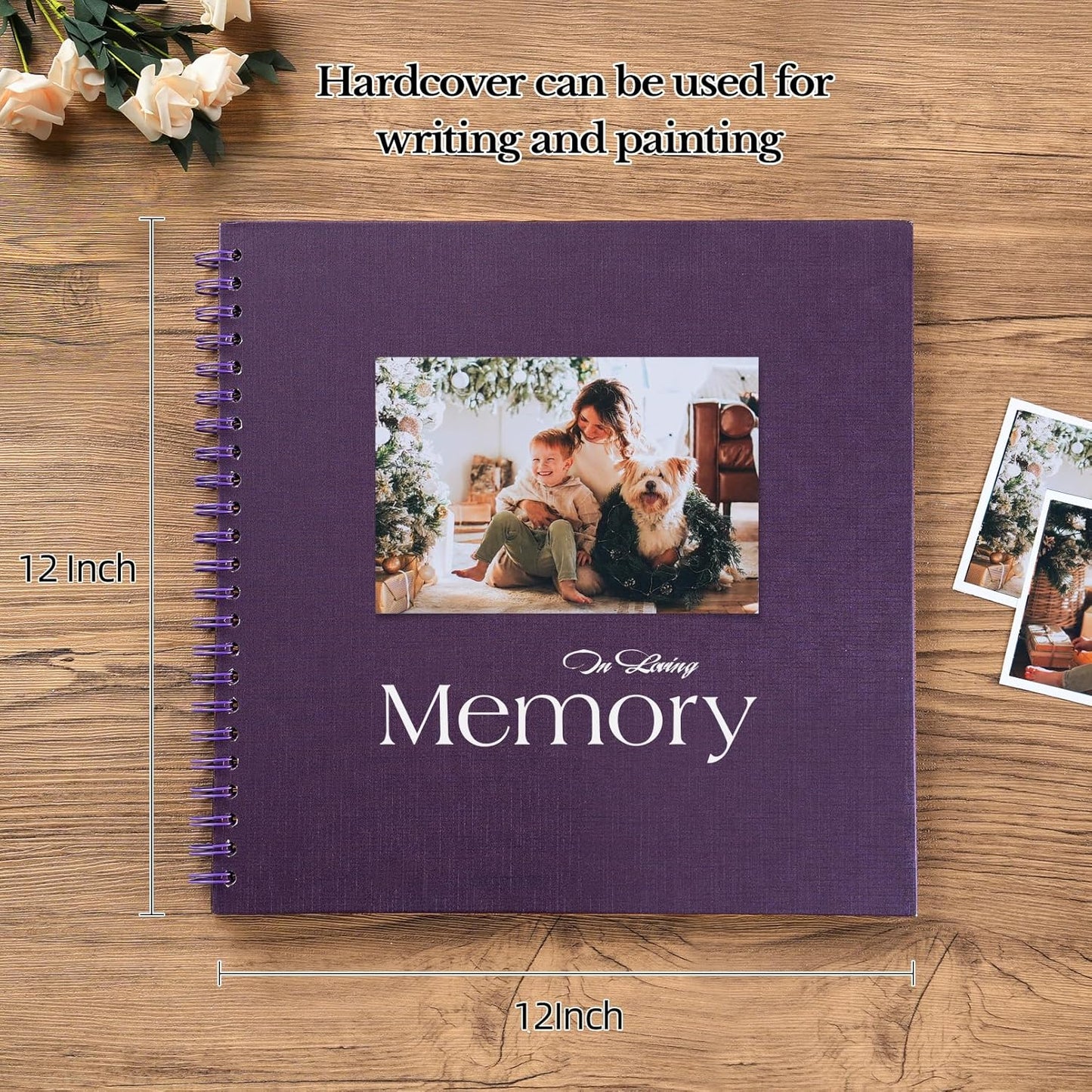 potricher 12 x 12 Inch DIY Scrapbook Album 40 Pages Hardcover Kraft Paper Scrap Book Photo Albums Memory Book for Wedding and Anniversary Family (Purple, 12 Inch)