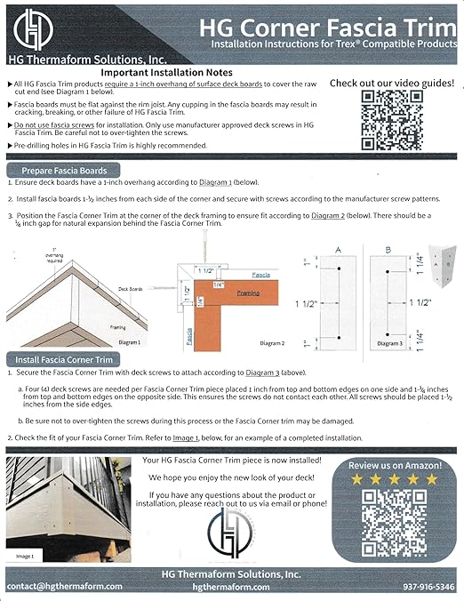 Island Mist 12-Inch Composite Deck Corner Fascia Trim - HG Thermaform, Made for Trex Decks, OEM Materials, Easy Installation, Sold Individually