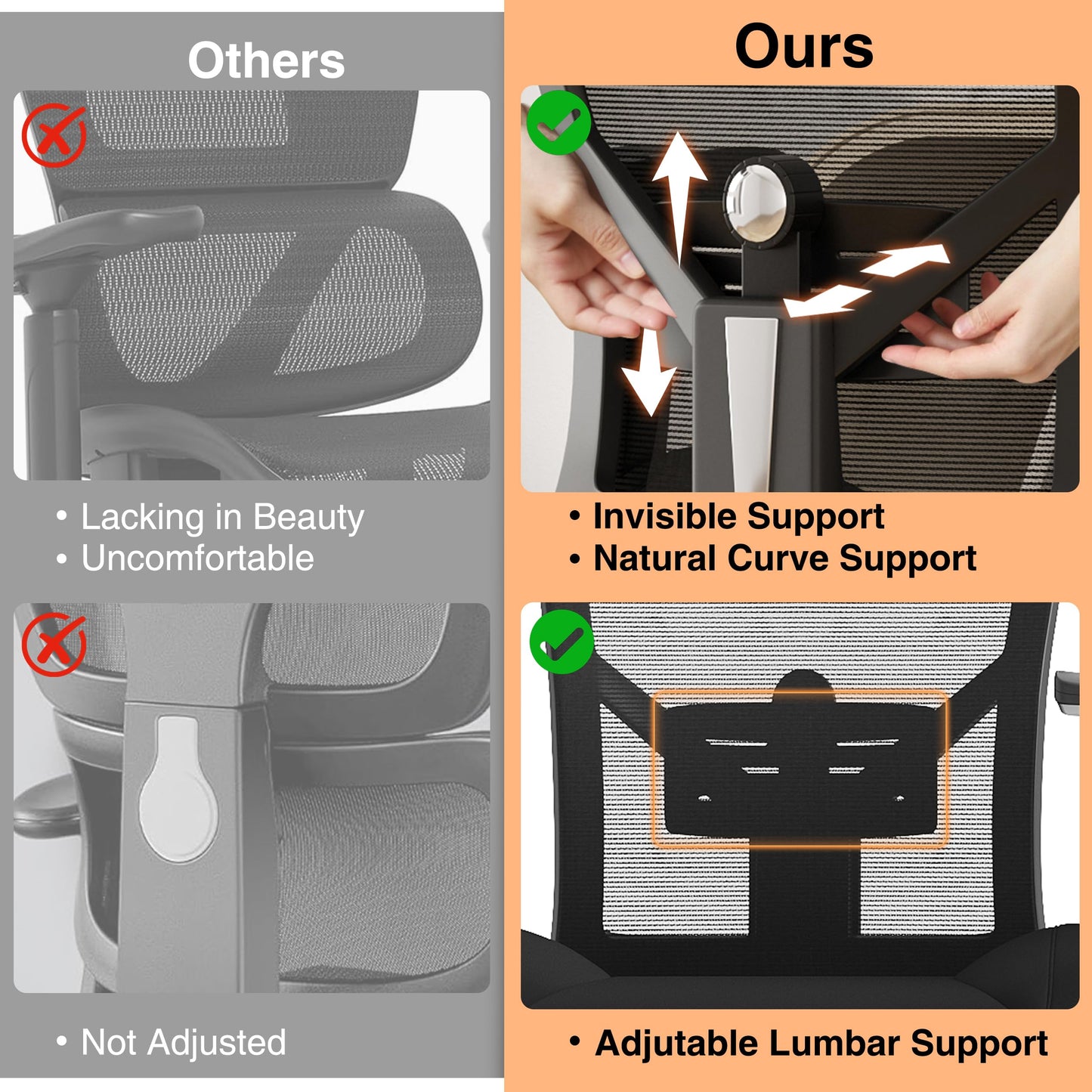 Howjoe Ergonomic Mesh Office Chair, 600LBS Computer Desk Chair with Adjustable Lumbar Support and Armrest, Office Desk Chairs with Wide Thick Seat Cushion, Big and Tall Office Chair for Heavy People