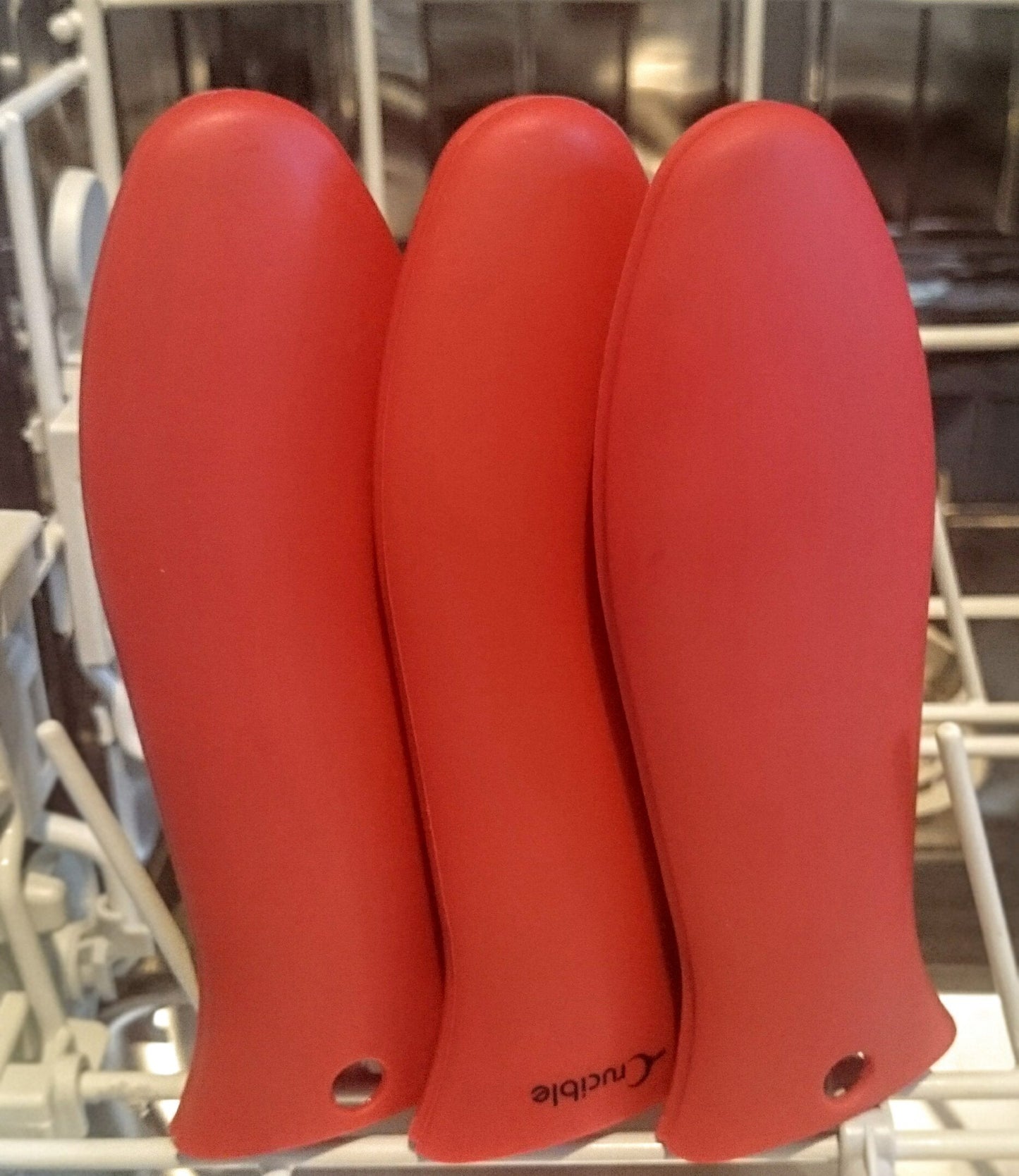 Silicone Hot Handle Holder, Potholders (3-Pack Red) for Cast Iron Skillets, Pans, Frying Pans & Griddles, Metal and Aluminum Cookware Handles - Sleeve Grip, Handle Cover