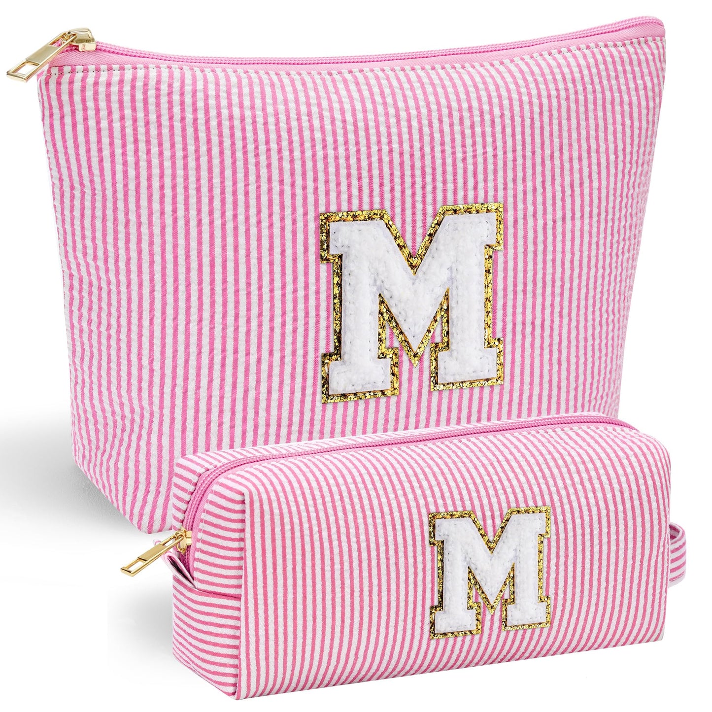 YOOLIFE Mothers Day Gifts for Women Girls- Pink Preppy Makeup Bag Best Friend Birthday Gifts Graduation Teacher Gifts Wedding Gifts Bridesmaid Gifts Daughter Teacher Wife Gifts Teen Girl Gifts M
