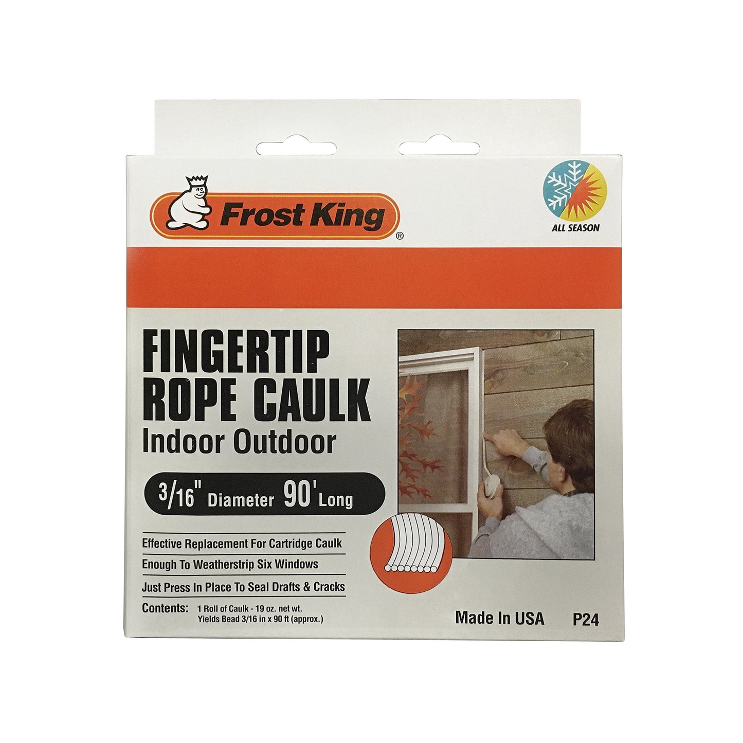 Frost King Fingertip Rope Caulk, 90' Long, 19 oz., Grey