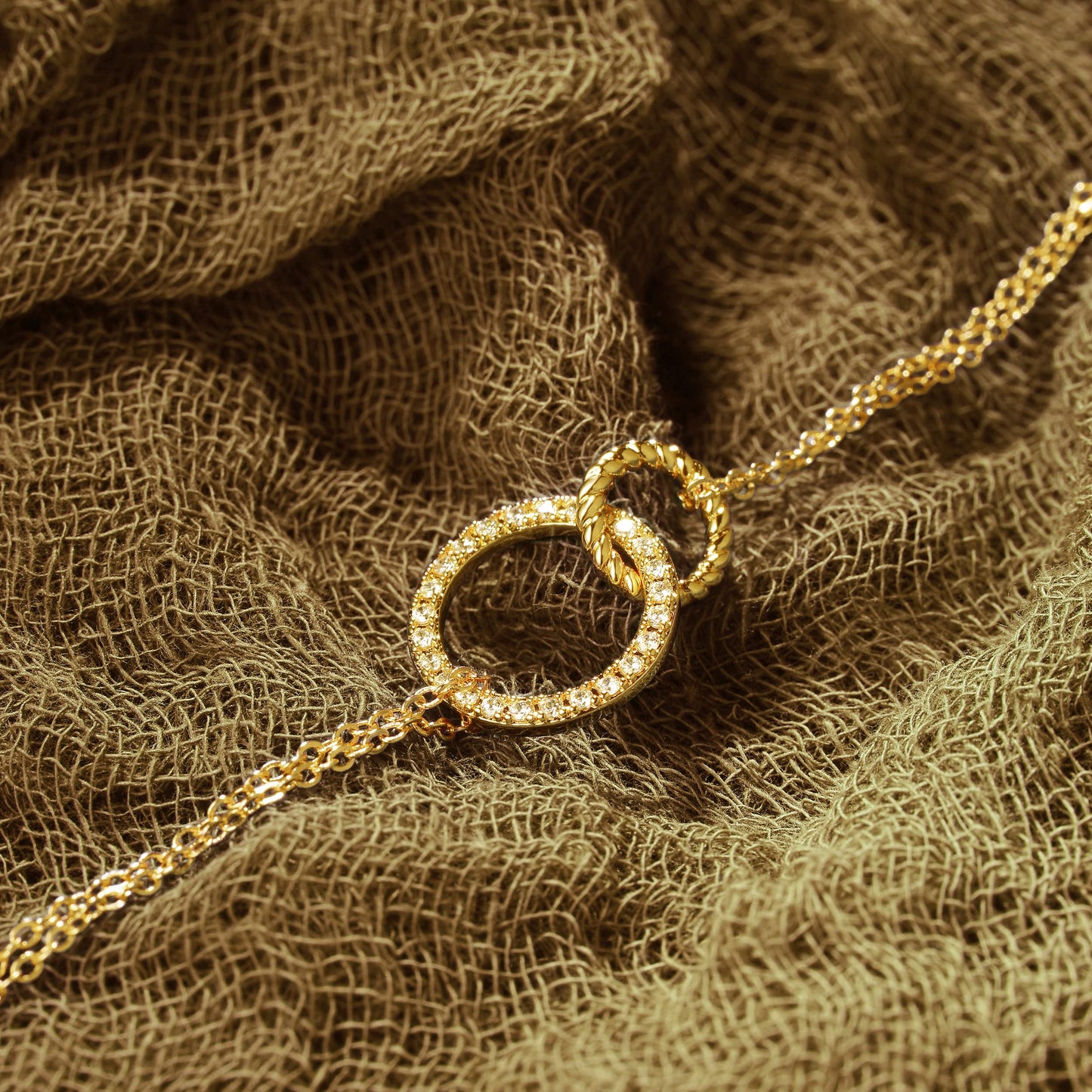 LOYATA 14K Gold Plated Double Donut Bracelet for Women Dainty Handmade Gold Bracelet Jewelry for Women