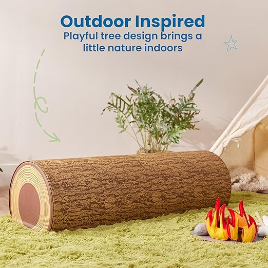 ECR4Kids SoftZone Tree Log Full Bench, 12in, Flexible Seating, Chocolate
