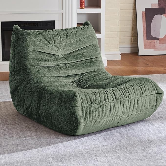 HABUTWAY Bean Bag Chair, Giant Bean Bag Chairs for Adults, Bean Bag Sofa with Filler Faux Fur, Memory Foam Bean Bag Couches Fireside Lazy Sofa for Living Room, Bedroom, Office (Green)