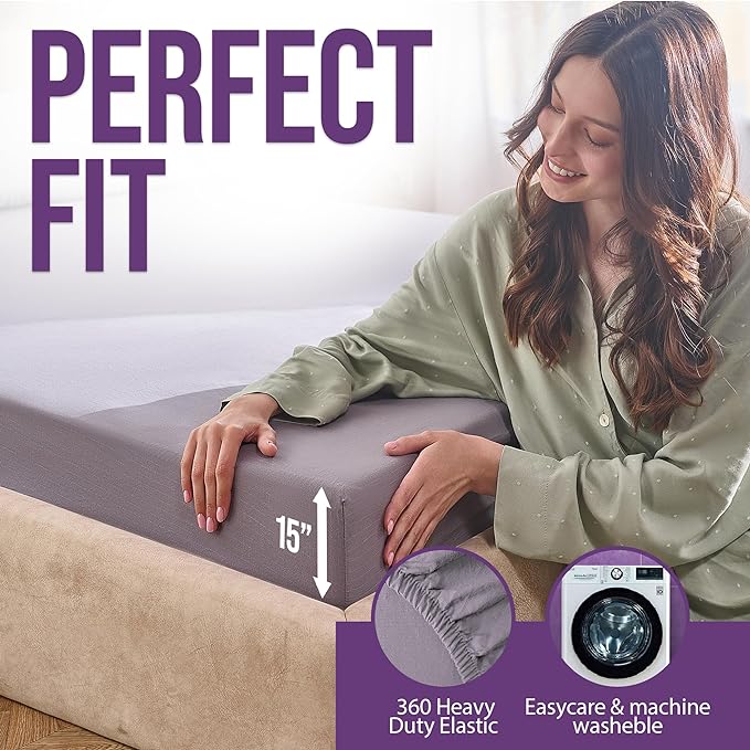 Earth Grounding Sheets Queen Size with 12% Silver Fiber & 4% Silk & 84% Cotton - Gray - SGS Quality Certified Grounded Well Bed Sheet - Conductive Fitted Sheet for Better Sleep