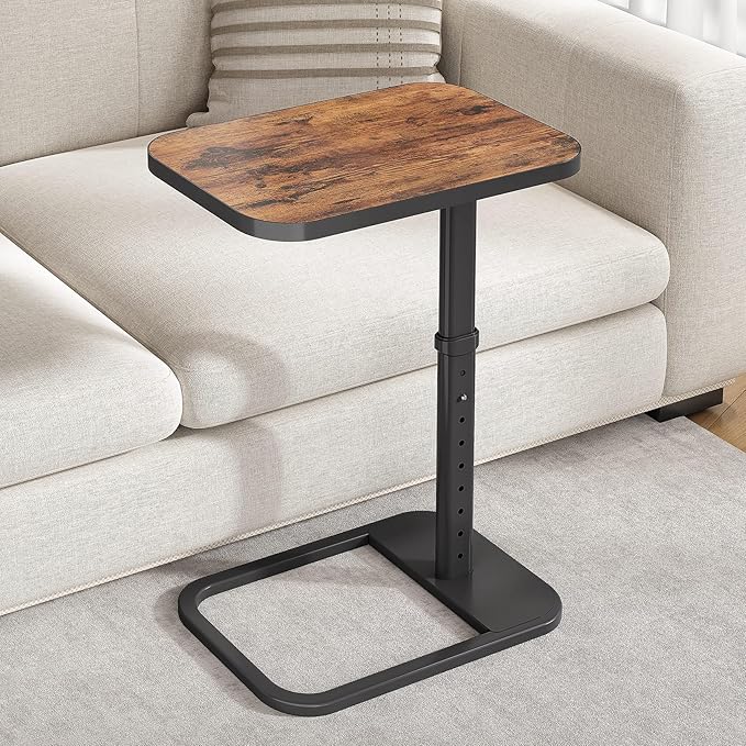 Kitstorack TV Tray Table, Adjustable Height & Flip-Top & Rounded Metal Corners, Snack Table for Couch, Sofa, Bed, Chair, L...