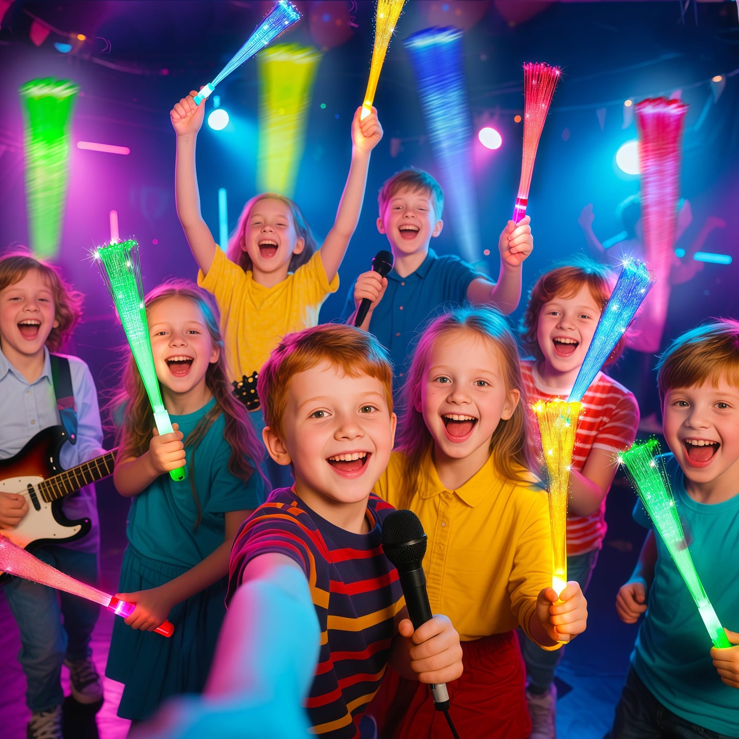 OceanWings Glow Sticks Bulk Party Favor Supplies Pack Glow Fiber Optic Wands,Glow in the dark Party Supplies Favor Flashing Light Up Sticks for Birthday Holiday Party Wedding Halloween Christmas(100)