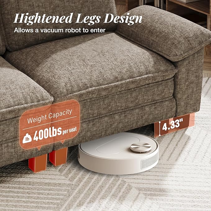 MIXPATIO 53.5" Modular Sectional Single Sofa, Soft Plush Chenille Armchair with Comfortable Deep Seat & Removable Arms for Living Room，Smoky Gray