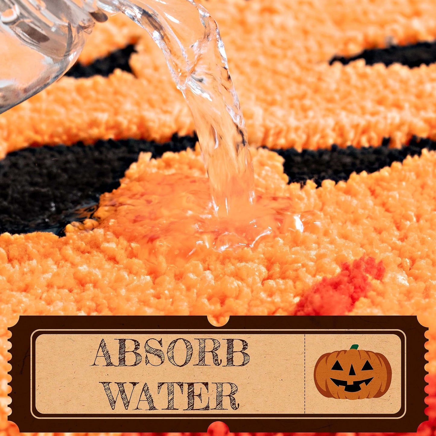 UNIBATH Halloween Pumpkin Bathroom Rugs, Non Slip Washable Absorbent Bath Mat, Autumn Funny Cute Microfiber Bathroom Rug for Shower Tub