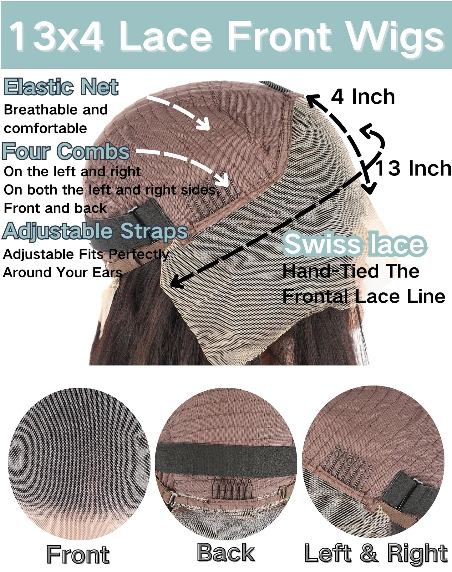 Amyes Straight Lace Front Wigs Human Hair Pre Plucked 13x4 HD Lace Front Wigs 200% Density Glueless Wigs for Black Women Natural