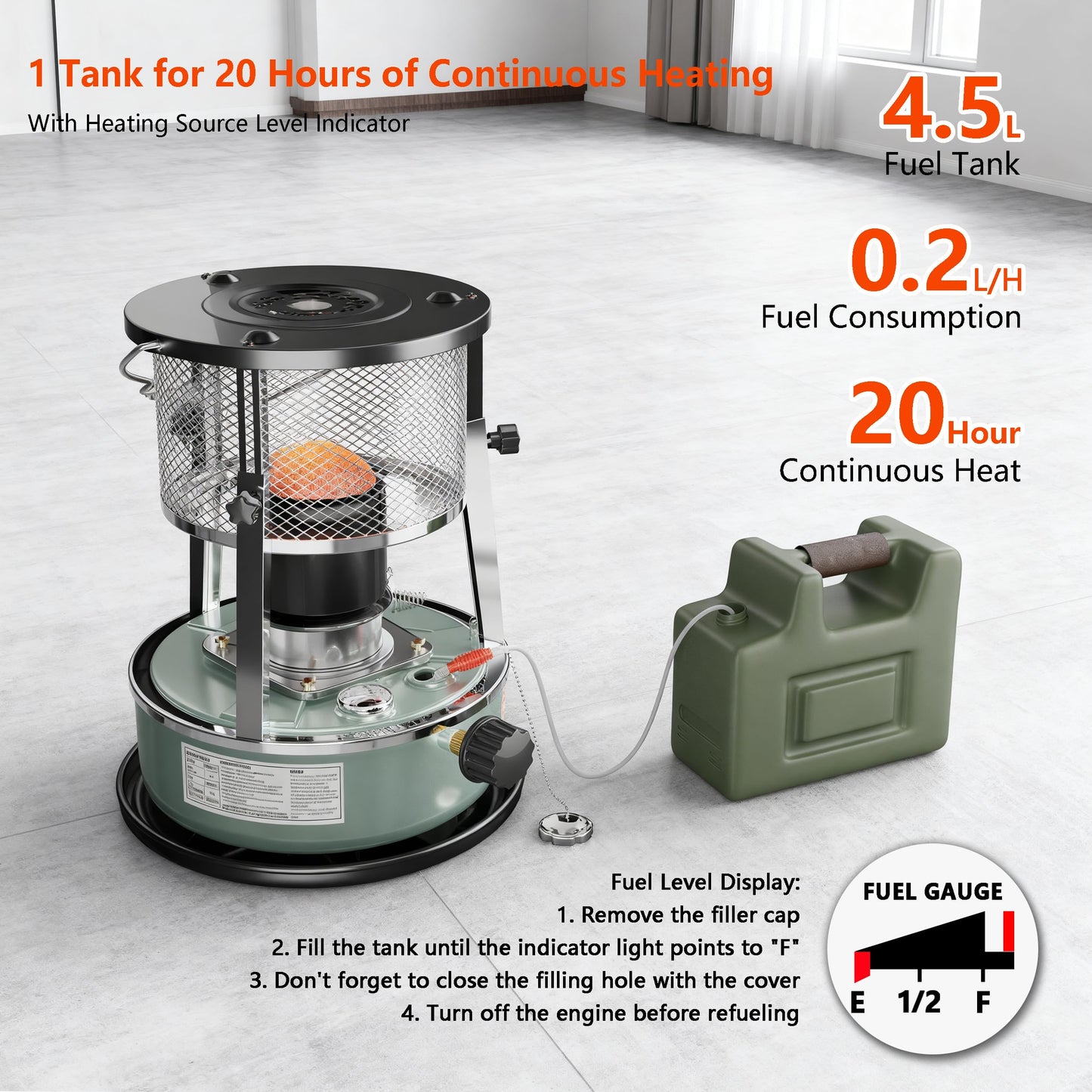 Kerosene Heater, Kerosene Heaters for Indoor Use, Portable Non Electric Stove for Camping, Outdoor, Home, Cooking, Garage, Emergency Oil Heater (4.5L, Blue)