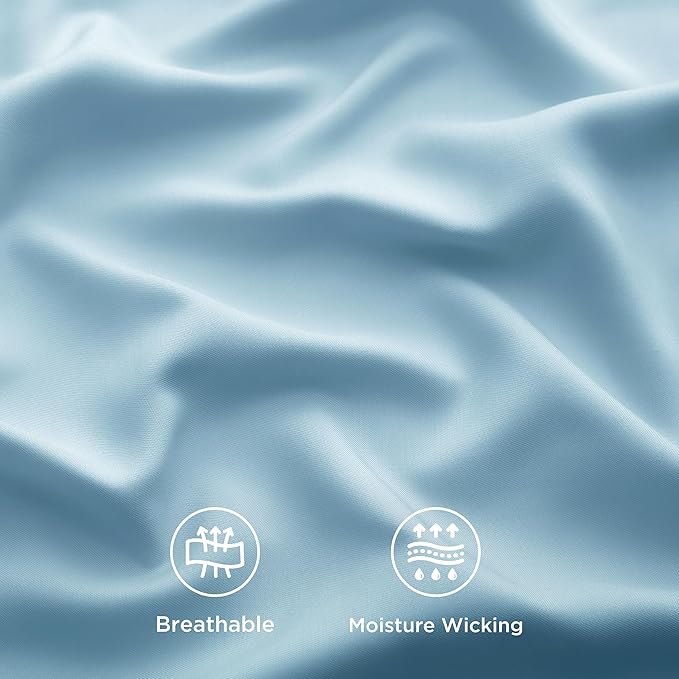 Bedsure Cooling Sheets Twin, Rayon Derived from Bamboo, Breathable & Soft Twin Sheets Set, Deep Pocket Up to 16 Inches, Hotel Luxury Silky Bedding for Hot Sleepers, Aqua
