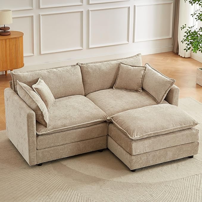 saows Modular Sectional Sofa, 77 Inch L Shaped Couch Set with Armrests, 2-Seater Comfy Cloud Couches for Living Room Apartment, Coffee