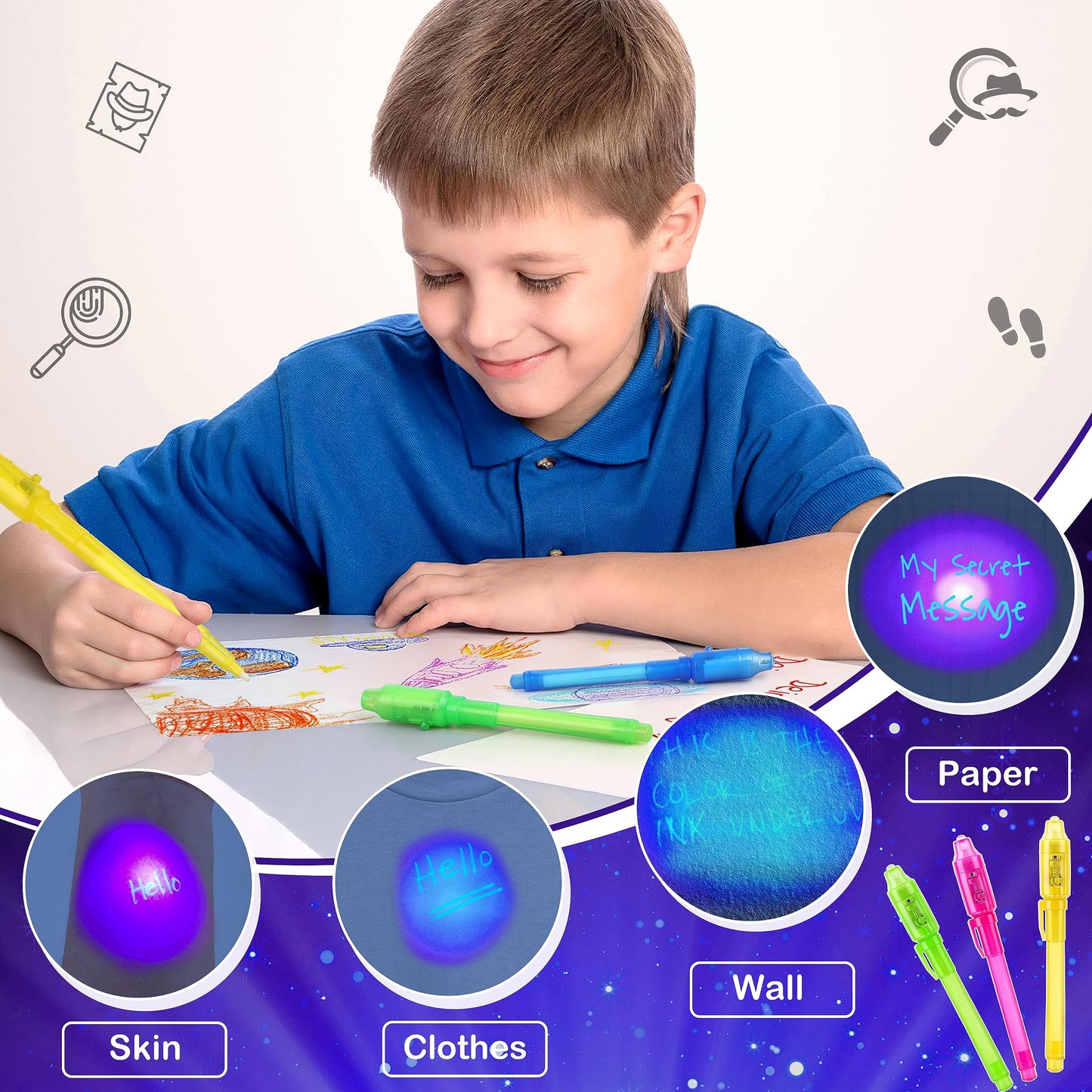 Joycover Invisible Ink Pen with UV Light for Kids, 28PCS Spy Pen Party Favors for Kids 4-8 8-12, Birthday Party Supplies Classroom School Goody Bag Stuffers for Boys Girls