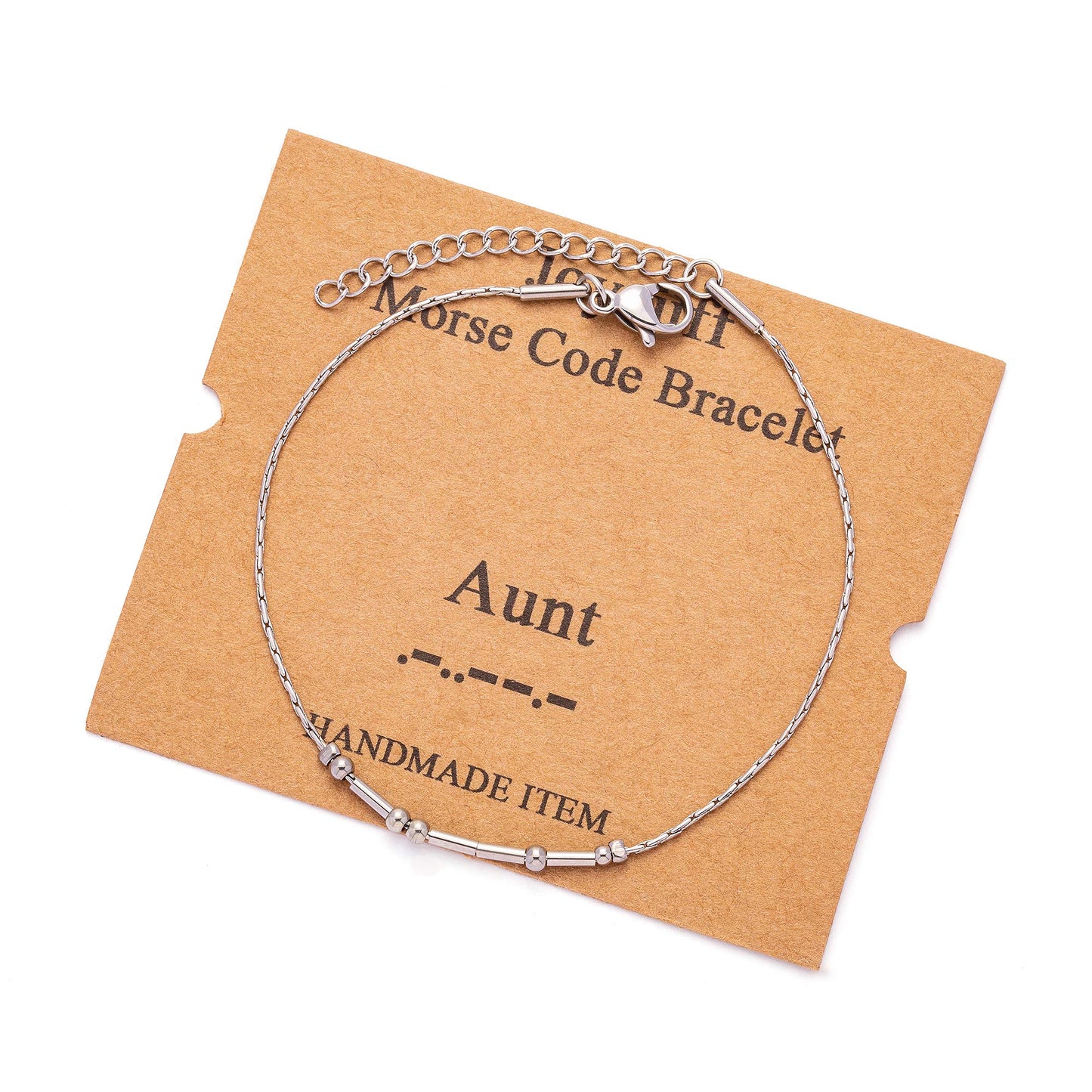JoycuFF Aunt Bracelet Gifts for Women Morse Code Bracelets for Women Mother Mom Mothers Day Birthday Christmas Stianless Steel J