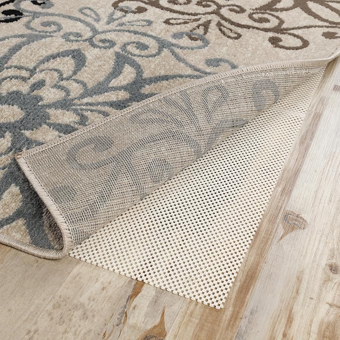 Superior Rio Reversible Rug Pad, Non-Slip, Non-Skid, Thick Mesh Design, Floor Protector, Padding, Furniture Gripper Mat, Slide Stopper, Foam Grip, Polymer Coated Polyester, 10' x 14', Cream