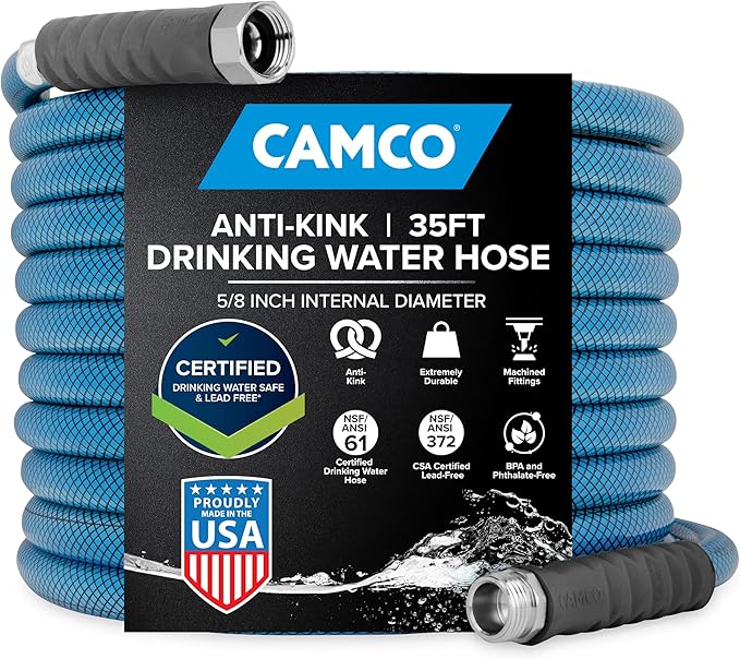Camco TastePURE 35-Foot Premium Camper/RV Drinking Water Hose - Features a Heavy-Duty No-Kink Design with Strain Relief En...