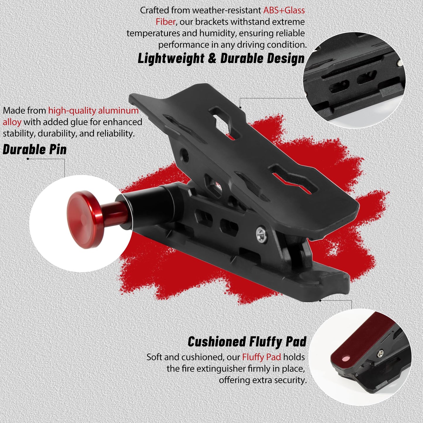 Fire Extinguisher Mount for Vehicle - Quick Release Fire Extinguisher Bracket Holder Compatible with Jeep Wrangler JT, TJ, JL, JKU, UTV, Polaris RZR, Ranger, Can-Am X3, Yamaha, ATV, Tractor