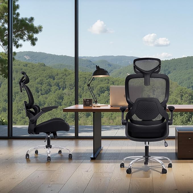 FAMSINGO Big and Tall Office Chair Mesh Black Chair