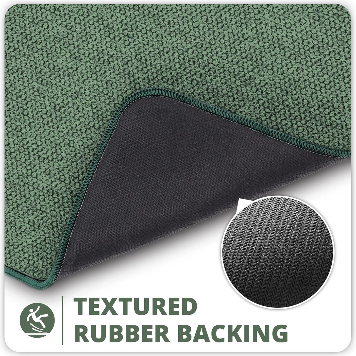 Bath Mat,Ultra Thin Bathroom Runner Rugs,Large Bath Mats for Bathroom,Quick Dry,Non-Slip,Machine Washable,Low Pile,Bath Rug,Shower Outside,Sink,Home Decor Accessories.Green,2'x5'（24x60inch）
