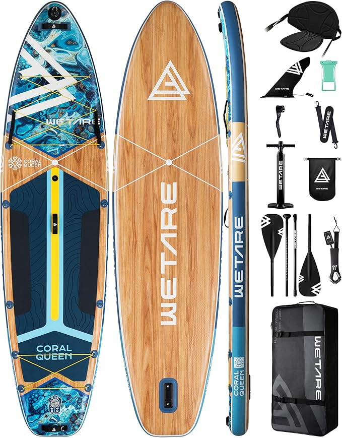 WETARE 11'6"x35" Inflatable Paddle Board, 450lbs Extra Wide Stand Up Sup Board for Adults, Blow Up Paddleboard Kayak Non-S...