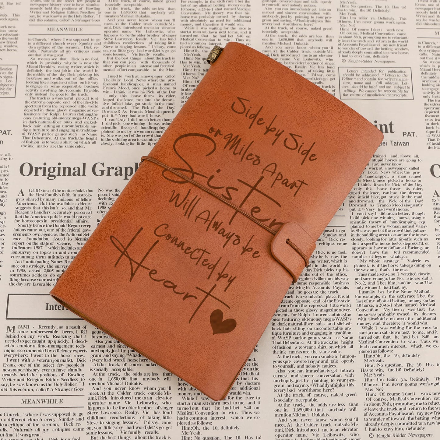Friendship Gifts for Best Friend Sisters Gift from Sister Leather Journal Gift for Sister - Side by Side or Miles Apart Friendship Gift for Women Friends Birthday Wedding Gift from Brother Sister