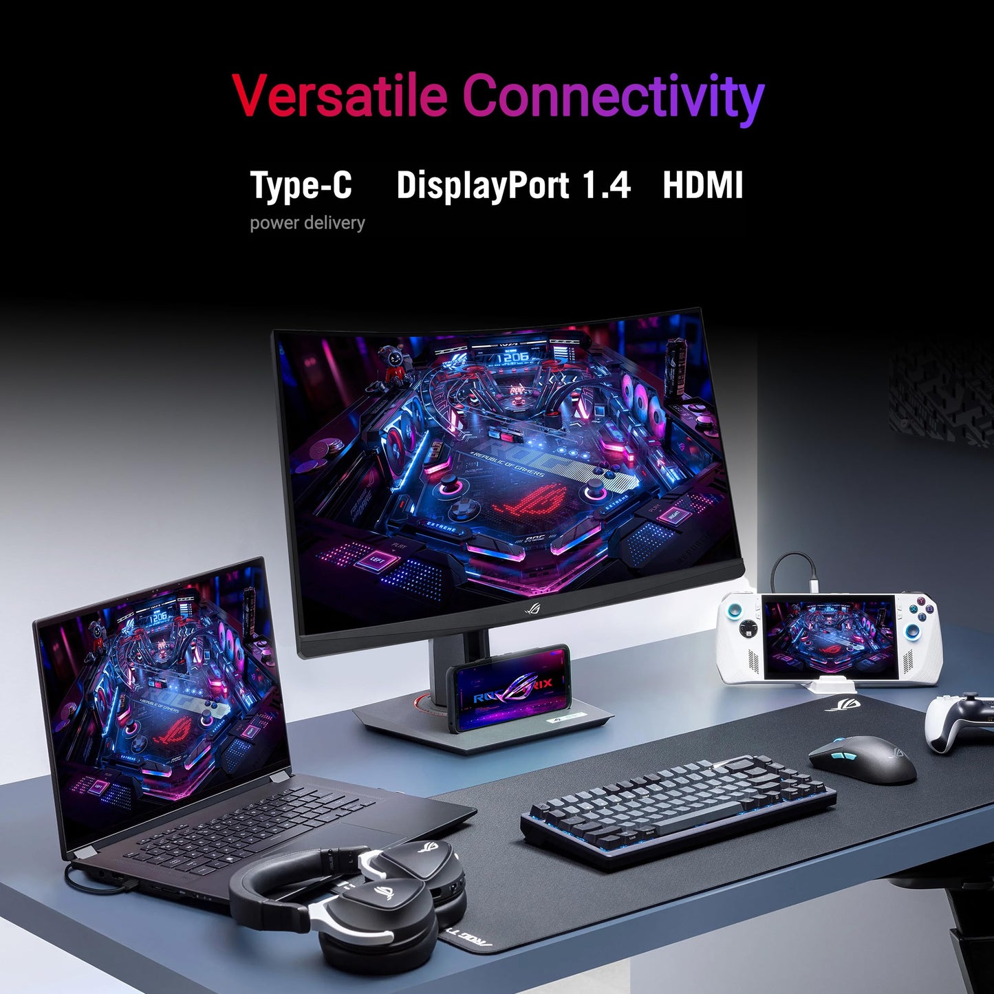 ASUS ROG Strix 32” 1440P USB-C Curved HDR400 Gaming Monitor (XG32WCMS) - QHD (2560x1440), 280Hz, 1ms, Fast VA, Extreme Low Motion Blur Sync, DisplayWidget, Tripod Socket, AI Gaming, 3 yr Warranty