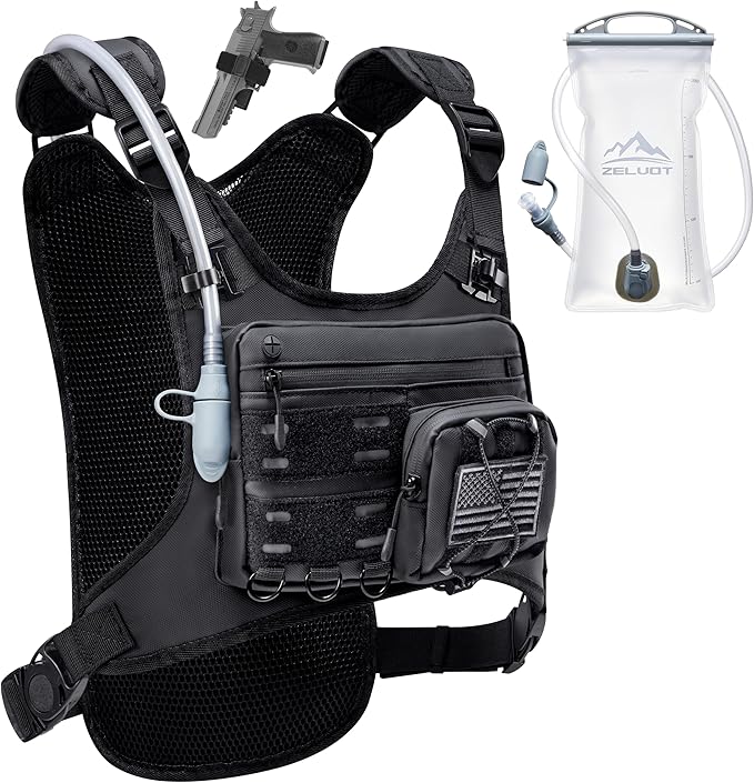 Zelvot Running Vest with 2L Water Bladder, Hydration Backpack, USA Original Patent, Lightweight Hydration Pack with Gear H...