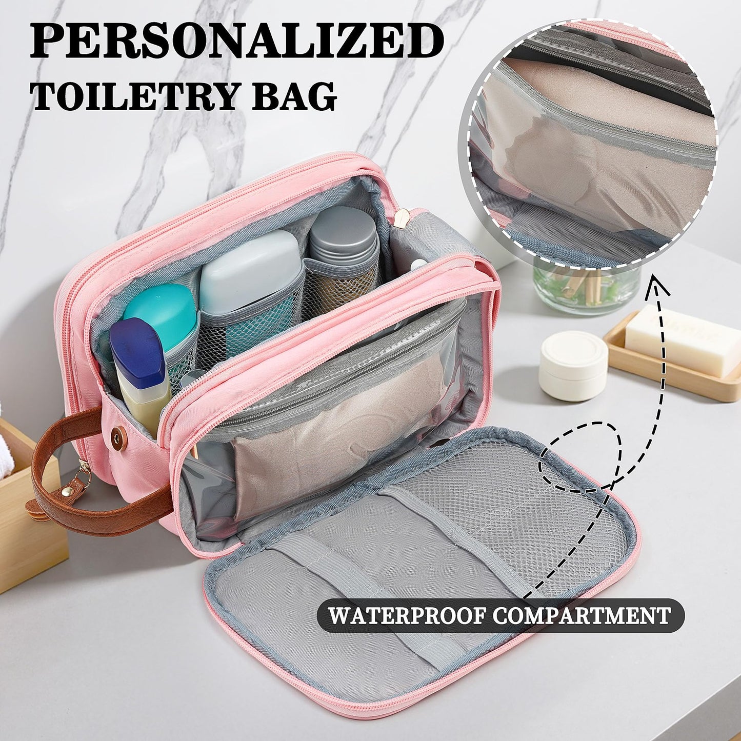 YOOLIFE Initial Toiletry Bag - Black Toiletry Bag Makeup Bags Travel, Gifts for Boyfriend Husband Father, Personalized Initial Dopp Kit Travel Toiletries, Personalized Birthday Gifts Letter L Black