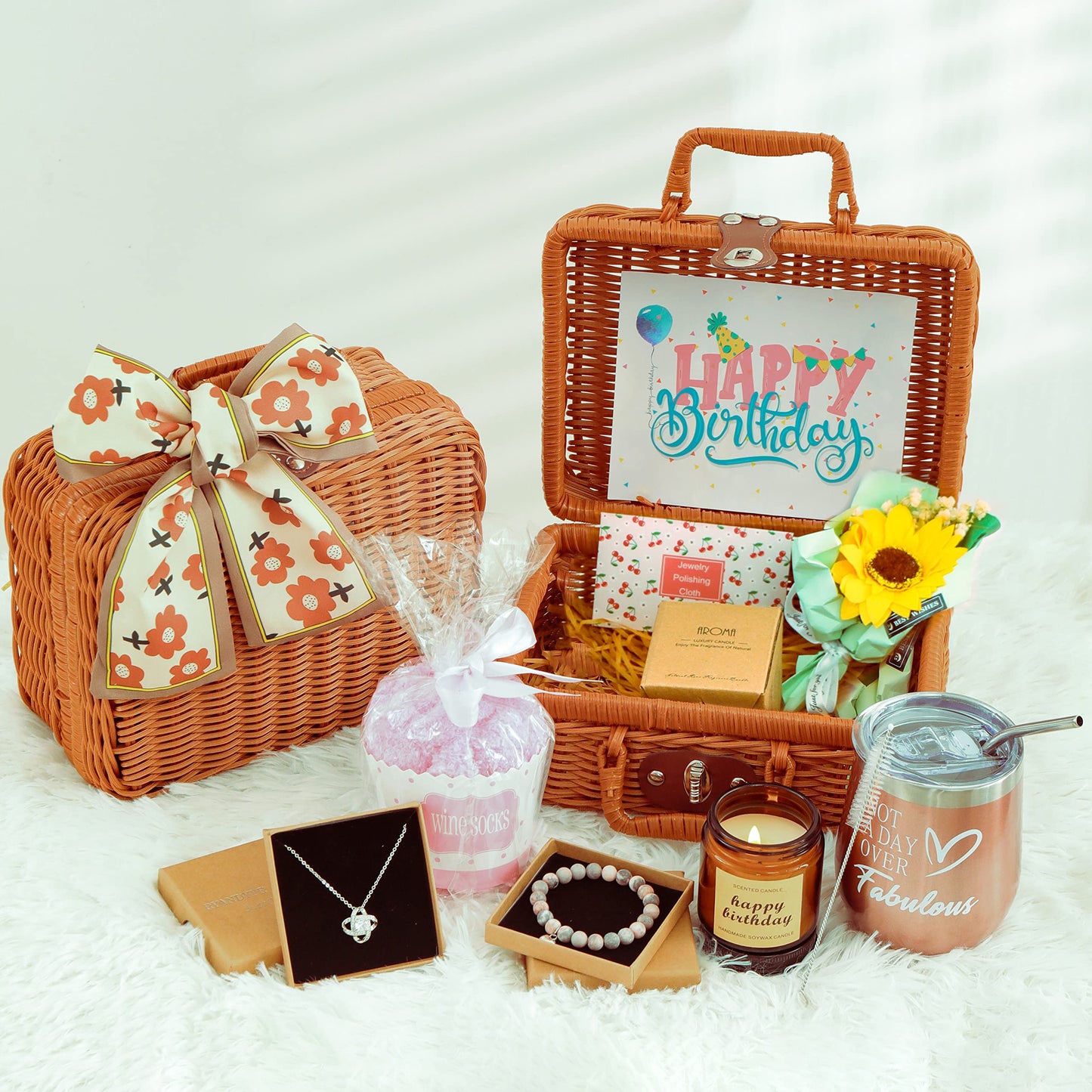 Birthday Gifts for Women: Happy Birthday Basket Gifts Sets for Women - Friendship, Mom, Sister, Wife, Girlfriend, BFF, Daughter