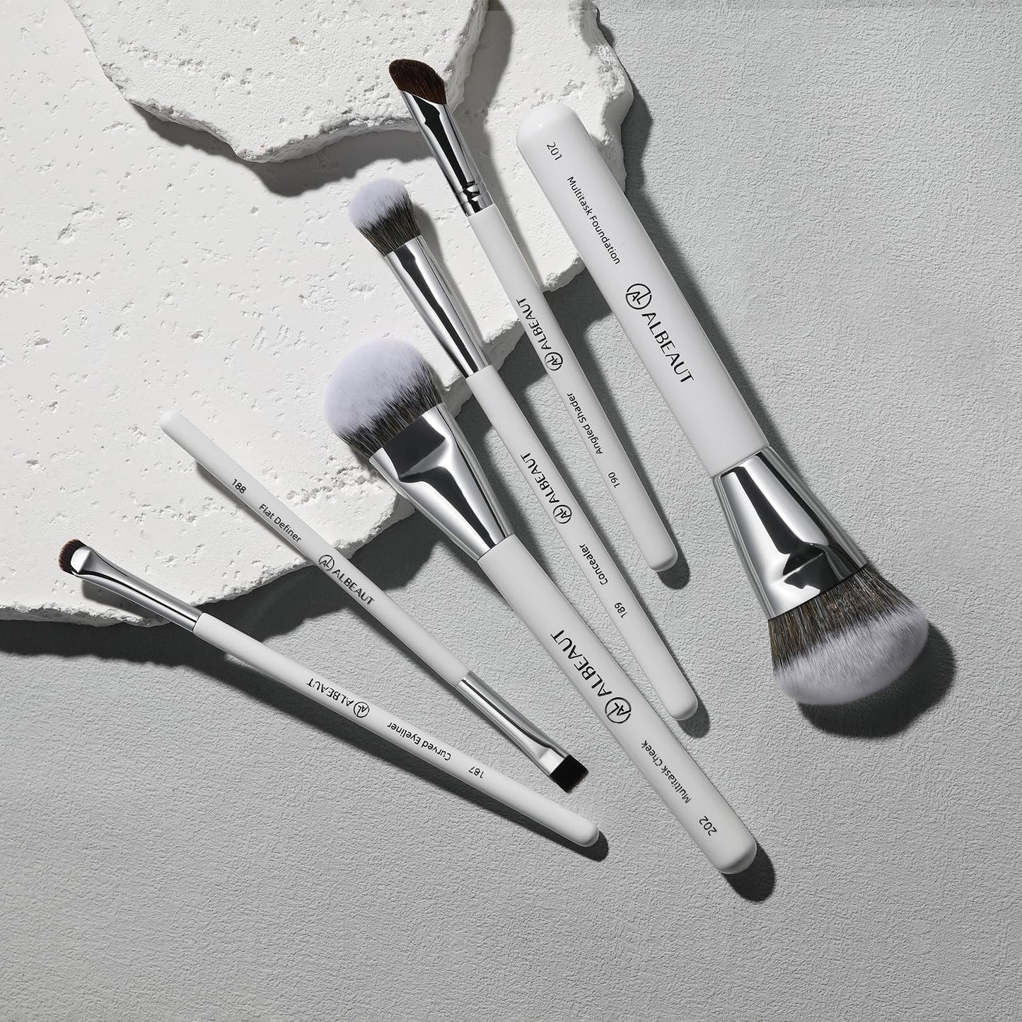Albeaut Face Makeup Brush Set 6PCS, Angled Cream Foundation Liquid Blush Brush Concealer Brush Under Eye, Nose Contour Eyeliner