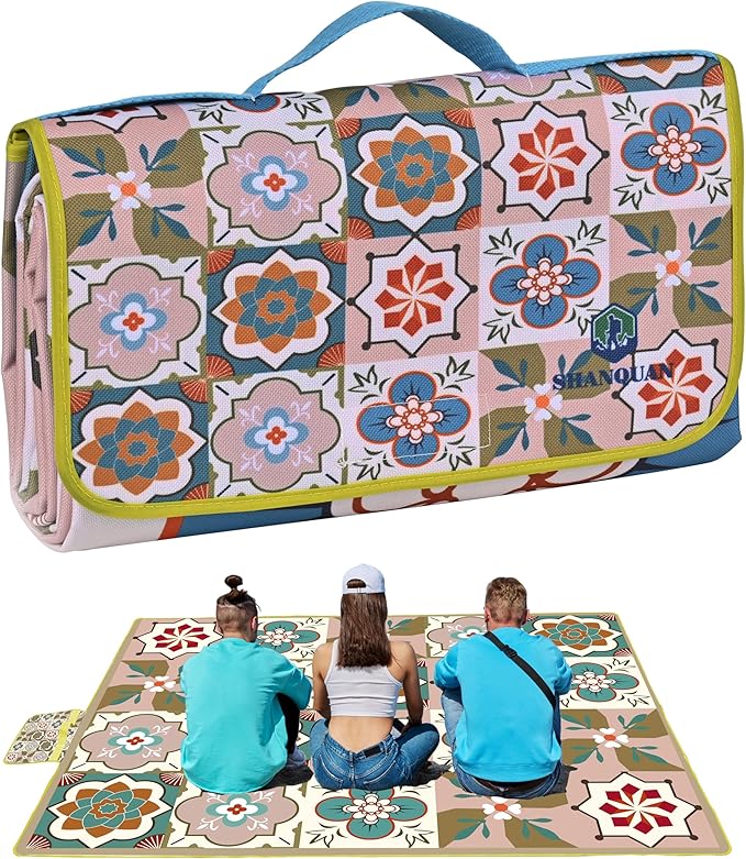 SHANQUAN Picnic Blankets Outdoor, 59''x79'' Large Beach Blanket Waterproof Sandproof Foldable Picnic Mat, Grass Lawn Park ...