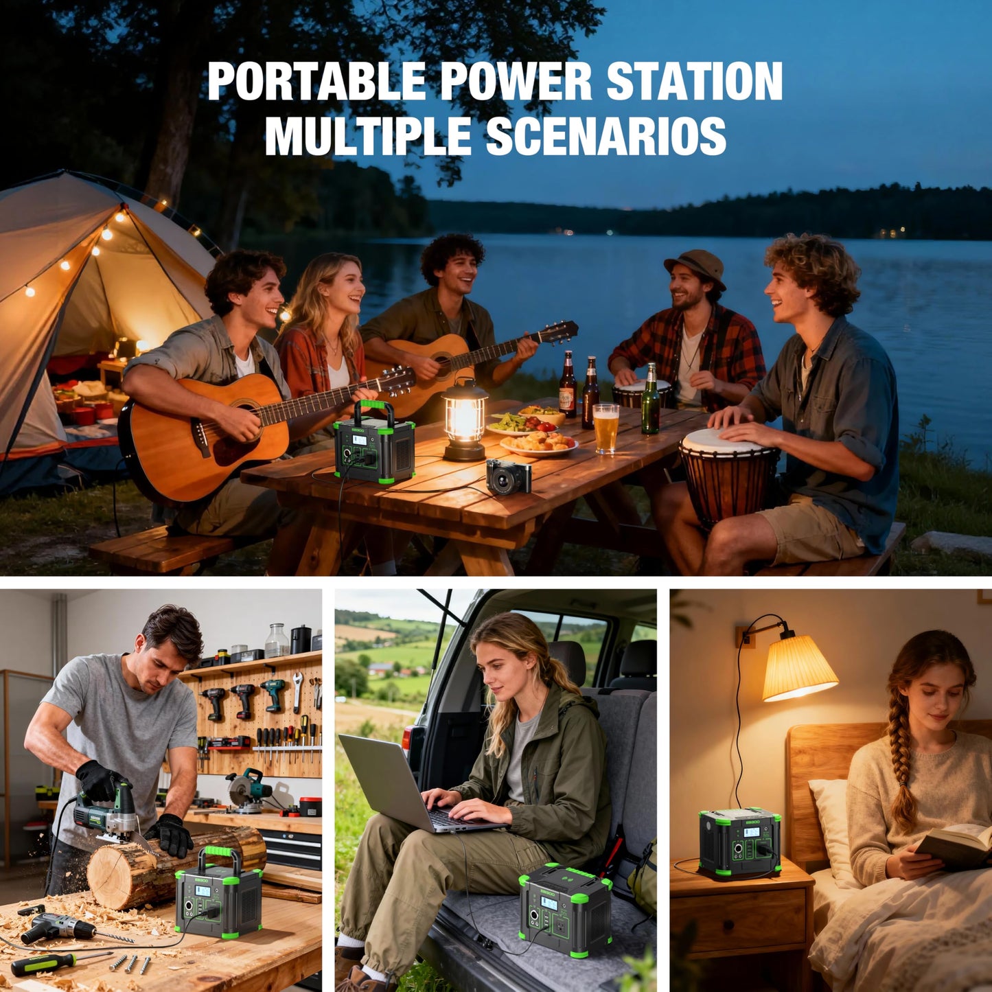Portable Power Station 330W 288Wh Solar Generator with 60W USB-C PD Fast Charging, Pure Sine Wave AC Outlet, 5W Wireless Charger, LED for Camping, RV, CPAP, Home Emergency Backup, Off-Grid Living