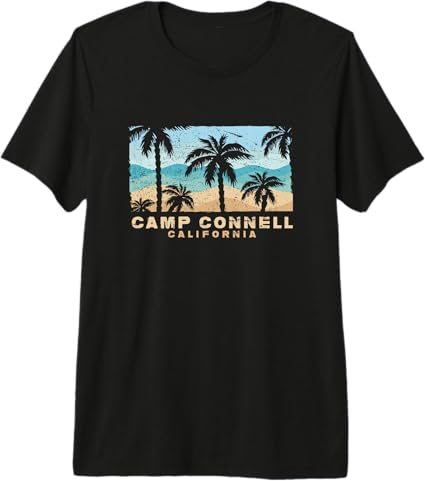 Camp Connell California Retro Palm Beach Coastal Art Premium Tri-Blend T-Shirt