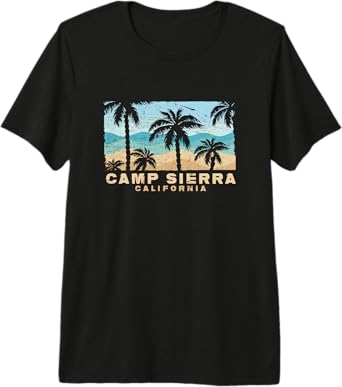 Camp Sierra California Retro Palm Beach Coastal Art Premium Tri-Blend T-Shirt