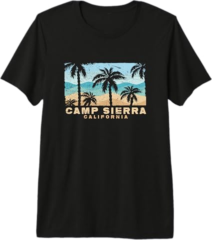 Camp Sierra California Retro Palm Beach Coastal Art Premium Tri-Blend T-Shirt
