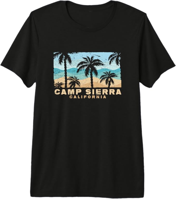 Camp Sierra California Retro Palm Beach Coastal Art Premium Tri-Blend T-Shirt