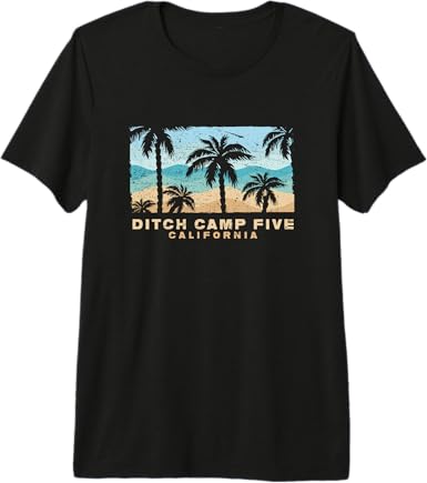 Ditch Camp Five California Retro Palm Beach Coastal Art Premium Tri-Blend T-Shirt