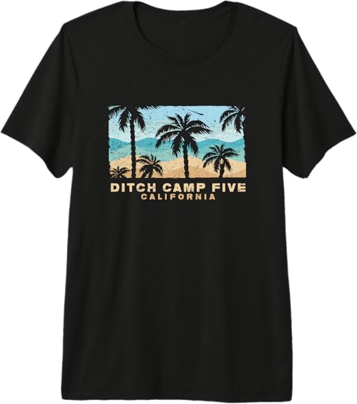 Ditch Camp Five California Retro Palm Beach Coastal Art Premium Tri-Blend T-Shirt
