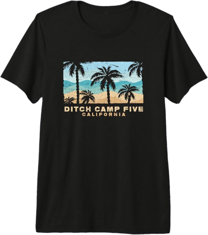 Ditch Camp Five California Retro Palm Beach Coastal Art Premium Tri-Blend T-Shirt