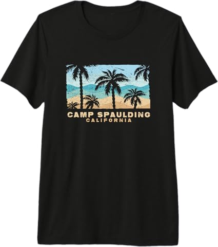 Camp Spaulding California Retro Palm Beach Coastal Art Premium Tri-Blend T-Shirt