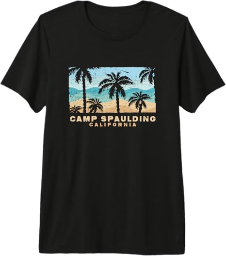 Camp Spaulding California Retro Palm Beach Coastal Art Premium Tri-Blend T-Shirt